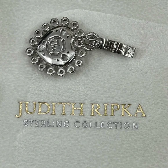 Vintage Judith Ripka Sterling Silver Heart Enhancer Pendant with Mother of Pearl